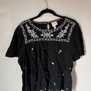 Knox Rose Black Embroidered Women's Top